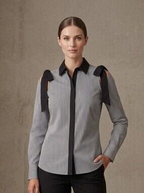 Rebecca Vallance Blue and White Gingham Trim Blouse